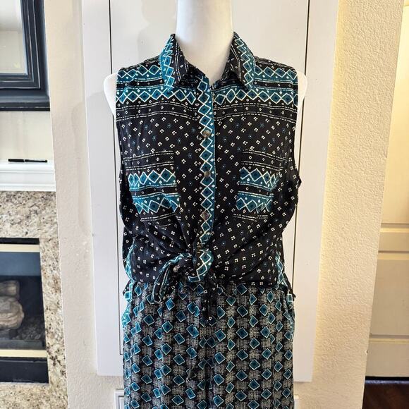 Anthropologie Akemi + Kin Ira Top and Anthro Aztec Geometric Pant Set Medium - Picture 4 of 13